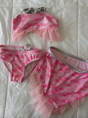 wonder nation Pink Mermaid Scallop 3-Piece Swim Set